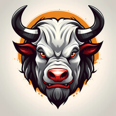 Mascot logo Bull white background