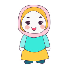 Obraz premium illustration of a cute girl wearing a hijab