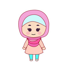 illustration of a cute girl wearing a hijab