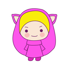 illustration of a cute girl wearing a hijab