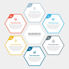 Hexagonal Cycle Infographic Design Template with Six Steps