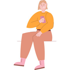 Vector woman using smartphone icon on white