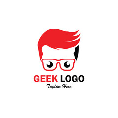 Geek Nerd Logo Stock Vector