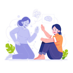 A woman with mental illness illustration