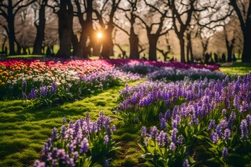 lavender field in spring in park generated by AI tool