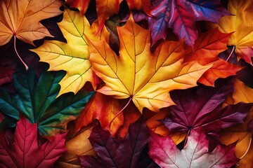 Naklejka na ściany i meble Background from colorful autumn maple leaves