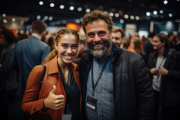 businessman attending a trade show, exploring booths, ai generated.