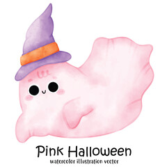 Cute Ghost, Halloween Ghost, Witch, Watercolor style