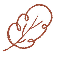 Hand drawn autumn leaf in crayon for plants, tree, nature, garden, forest, sticker, logo, icon, social media post, poster, print, cute patches, shirt print, decorations, kids drawing, art, autumn vibe