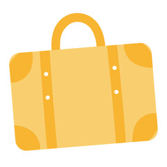 Illustration of yellow orange suitcase for vacation, trip, travel, holiday, spring , summer break, winter break, flying kits, suitcase, fashion, accessory, bag logo, online shopping, department store