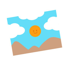 Illustration of postcard png for souvenir, vacation, travel, trip, journey, adventure, holiday, weekend, spring, summer break, autumn, winter, flying kits, photograph, memory, print, sticker, patches