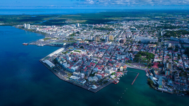 Aerial View to the Pointe-&agrave;-Pitre city center in Guadeloupe island, overseas region and department of France