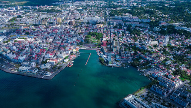 Aerial View to the Pointe-&agrave;-Pitre city center in Guadeloupe island, overseas region and department of France
