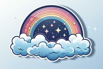 Weather themed sticker rainbow on white background