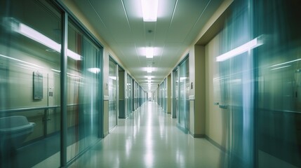 Obraz premium Blured motion in ER of hospital, unfocused background