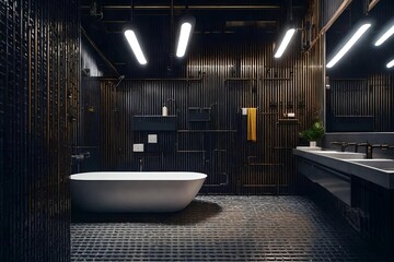 Fototapeta na wymiar bathroom interior with shower Created using generative AI tools