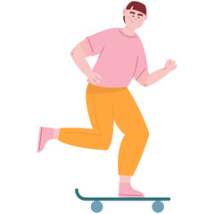 Man on skateboard vector skater hipster boy icon