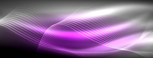 Glowing neon wave abstract background - vibrant, luminescent waves pulsate in a captivating and electrifying display