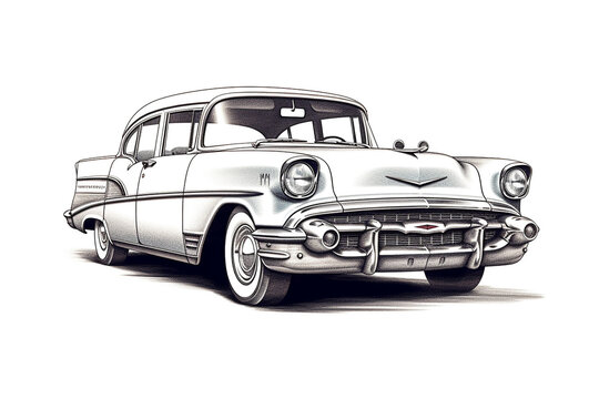 Fototapeta Classic retro vintage car illustration
