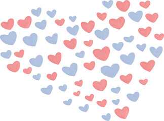 水彩ハートの集合イラスト