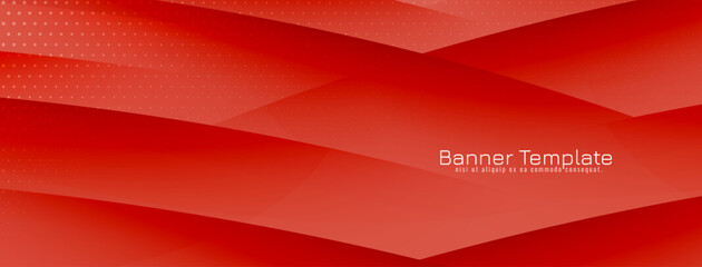 Abstract red color wave style decorative banner template