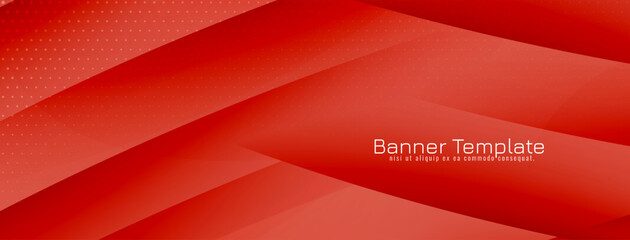 Modern red color wave style banner template