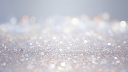 Glitter background in pastel delicate silver and white tones de-focused, Generative AI