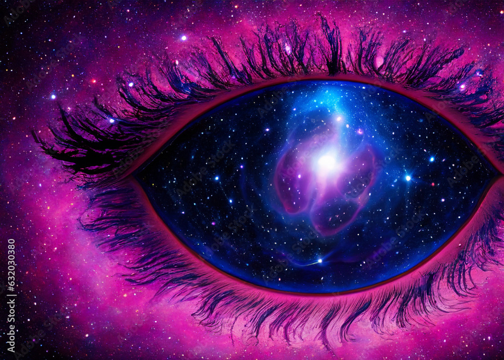 Wall mural abstract illustration of galaxy nebula meditation and space concept created with generative ai techn