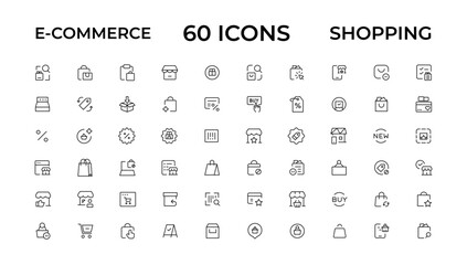 E-commerce, online shopping and delivery elements - minimal thin line web icon set. Outline icons collection. Simple vector illustration.