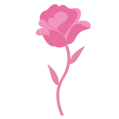 Pink rose drawing for Valentine's Day decoration, logo, flower icon, plant, garden, social media, print, tattoo, fashion, shirt print, love sticker, floral, summer, barbie elements