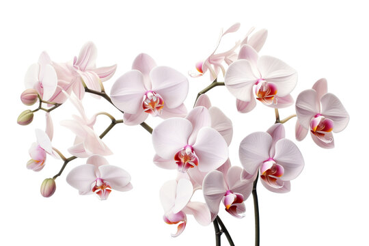 photorealistic close-up of orchids on white background isolated PNG