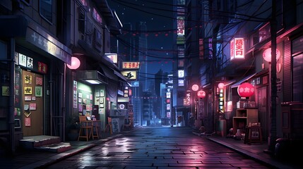 Fototapeta na wymiar Retro Tokyo alley ambiance at night.
