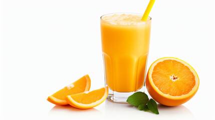 Obraz na płótnie Canvas Glass of sicilian orange juice isolated on white background 