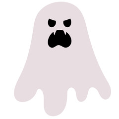 Illustration of white ghost png for halloween, scary cartoon, spooky character, comic, mascot, Halloween costume, sticker, trick or treat event, cute patches, shirt print, children, plush toy, doll