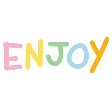 ENJOY letters writing in pastel colour for font, typography, text, icon, decoration, social media, print, banner, ads, tattoo