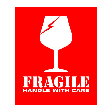 Fragile, handle with care, sticker and label vector
