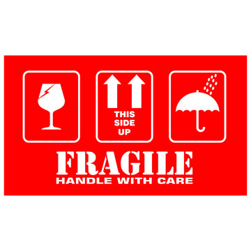 Fragile, handle with care, sticker and label vector

