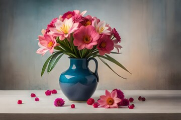 bouquet of tulips in a vase generated by AI tool                               
