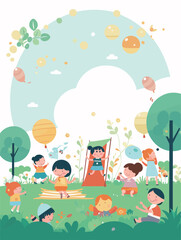 Obraz na płótnie Canvas Children are playing happily on Children's Day