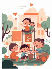 Children are playing happily on Children's Day