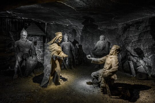 WIELICZKA, POLAND - MAY 24, 2023: Salt Statues in the Wieliczka Salt Mine