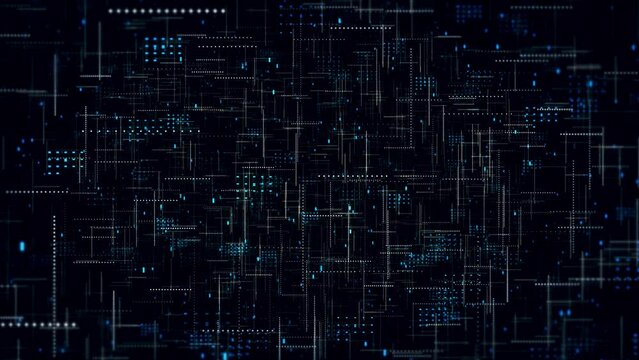 Futuristic Big data digital code futuristic information technology dots and grid. data, hi-tech. virtual space. matrix cyber environment, rtificial intelligent simulation. data flood binary code