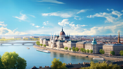 Fototapeta na wymiar Budapest city Beautiful Panorama view