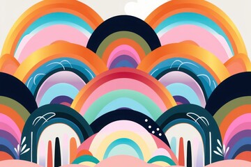 stylish trendy rainbows illustrations, Generative AI
