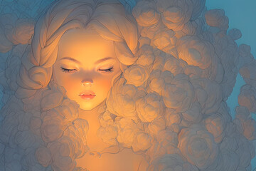 Lushill style It's a picture of a girl in a painting style under the sun.