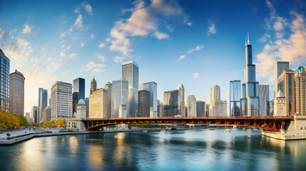 Fototapeta na wymiar Chicago city Beautiful Panorama view