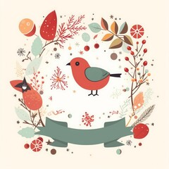 Fototapeta premium Christmas illustration. Holiday greeting card, Generative AI