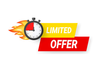 Limited offer icon. Last chance concept, countdown. Burning timer with text.