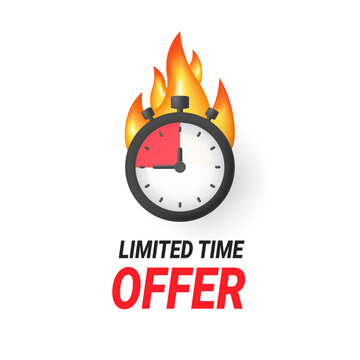 Limited offer icon. Last chance concept, countdown. Burning timer logo with text.