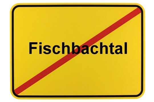 Illustration eines Ortsschildes der Gemeinde Fischbachtal in Hessen
